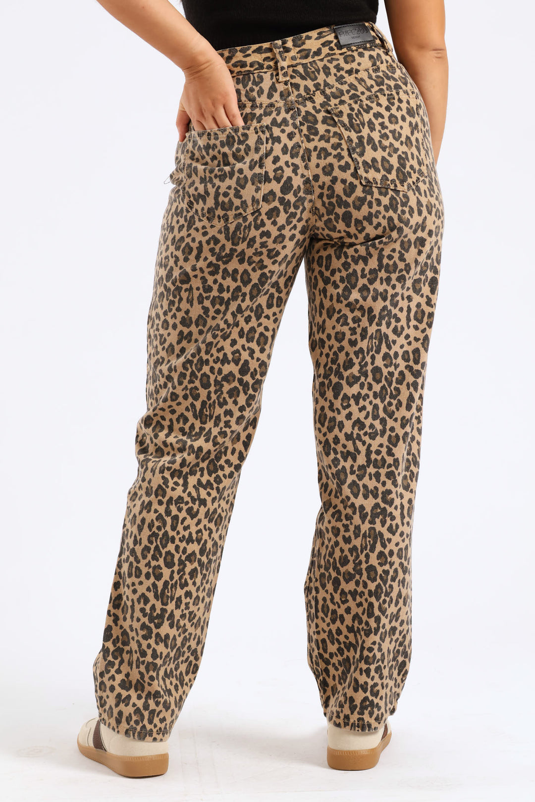 Leopard Straight Leg Denim - Beige