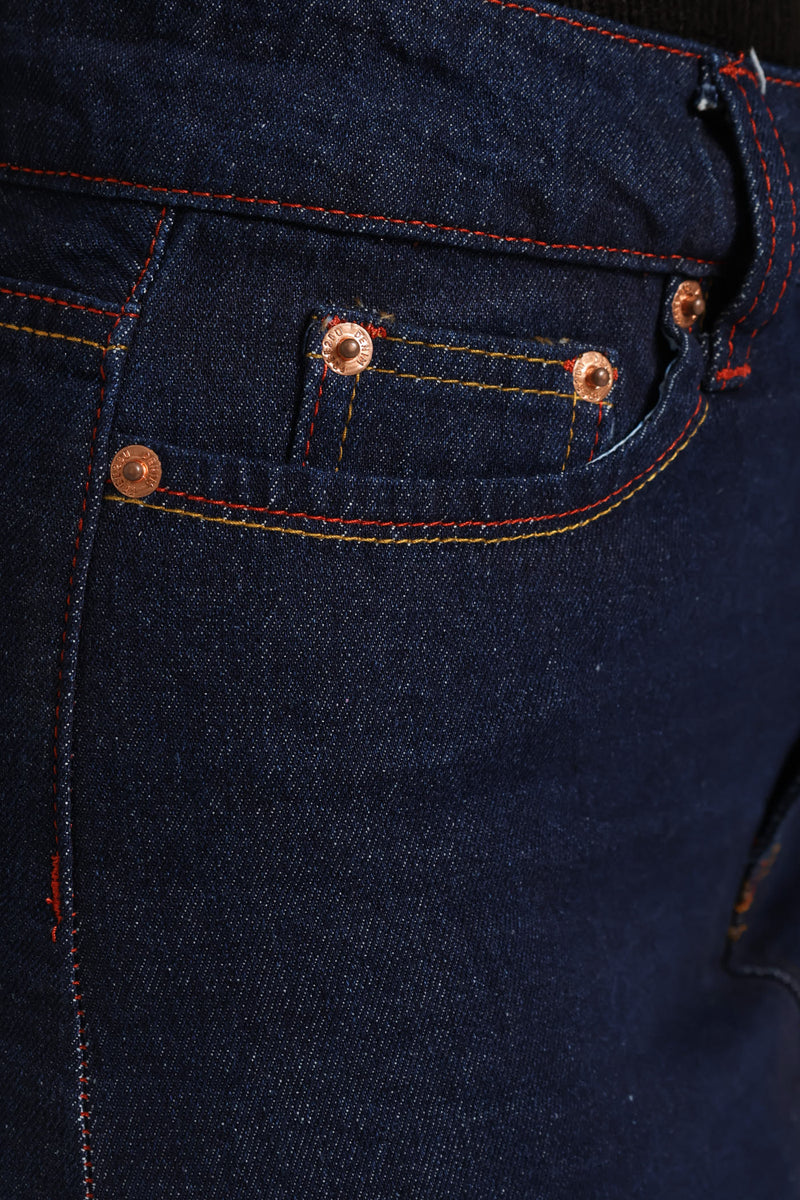 Turn Up Denim Mini Skirt - Ink