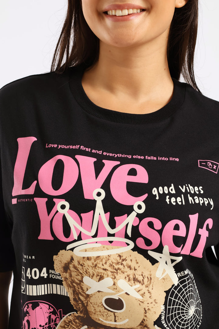 Oversized Graphic Tee - Black