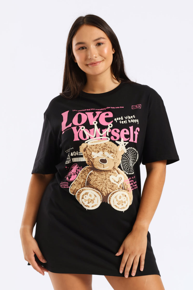 Oversized Graphic Tee - Black