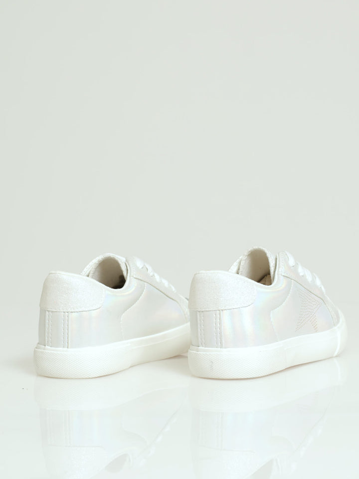 Girls Glitter Toe Sneaker - White