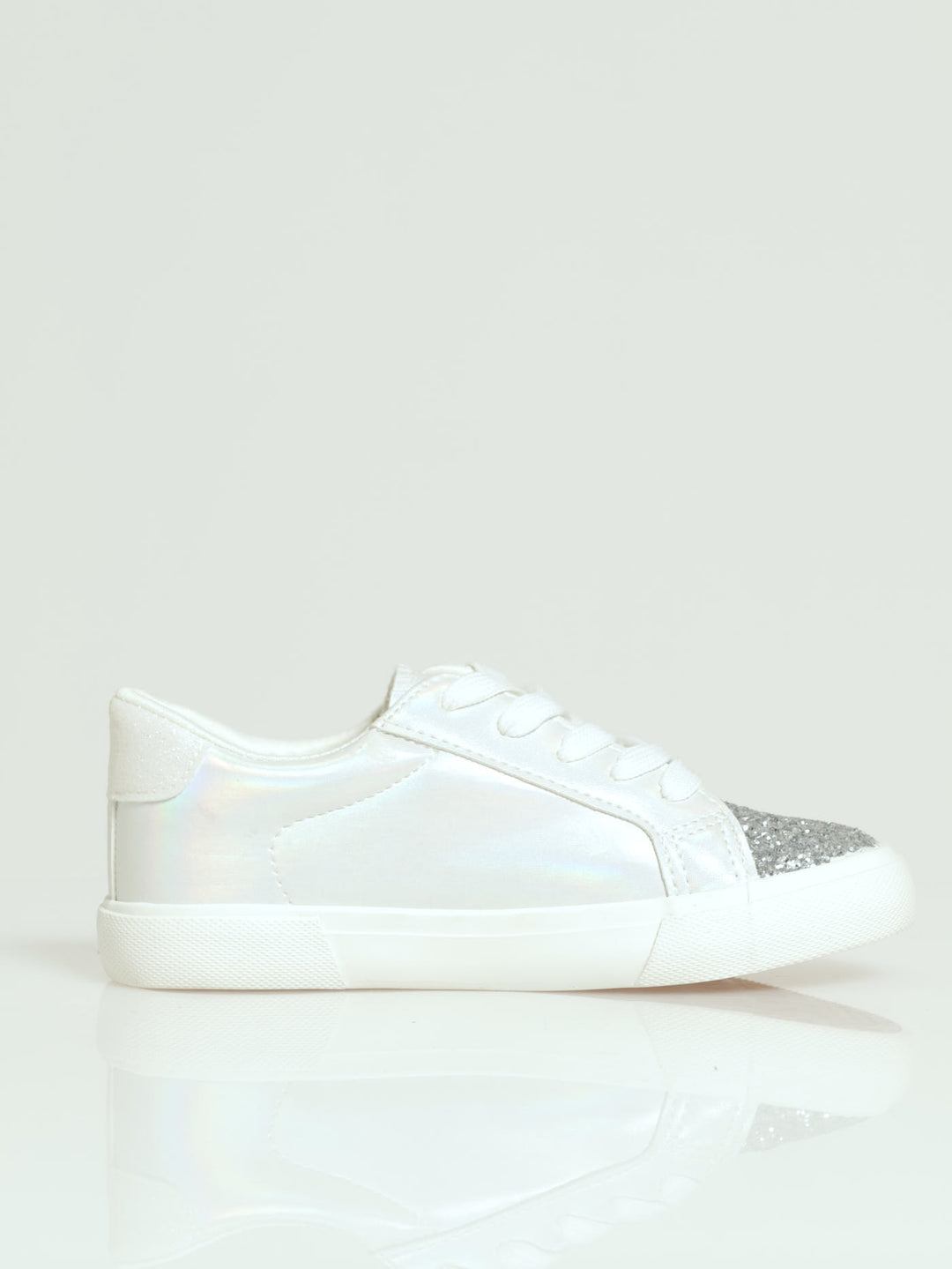 Girls Glitter Toe Sneaker - White