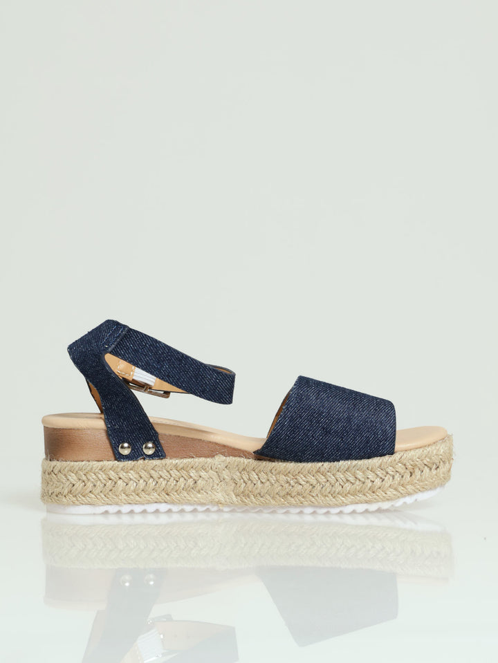 Girls Espadrille Wedge - Denim