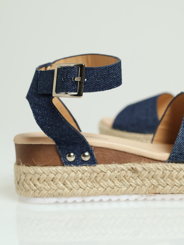Girls Espadrille Wedge - Denim
