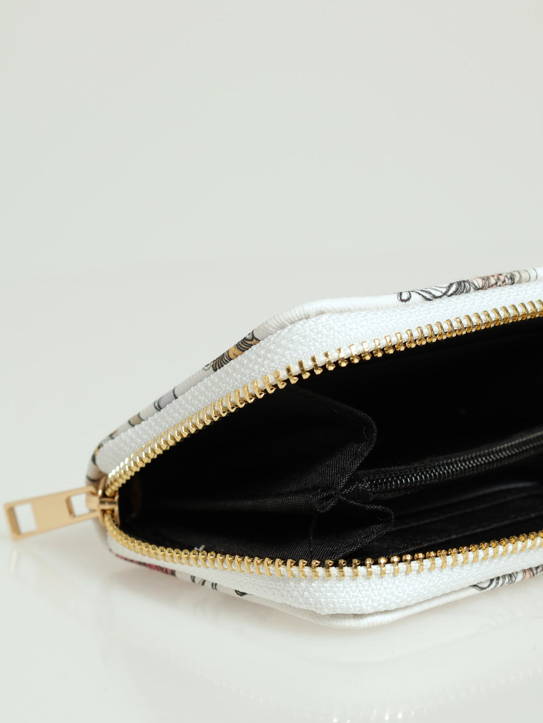 Water Colour Floral Small Zip Around Purse - White