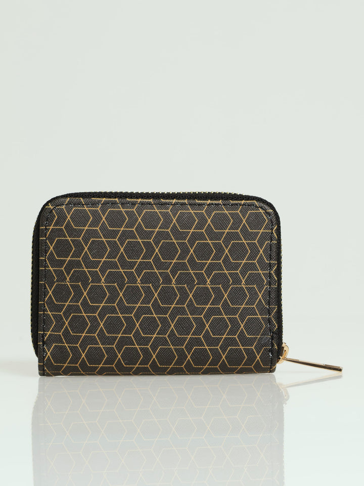 Geo Print Small Zip Around Purse - Navy