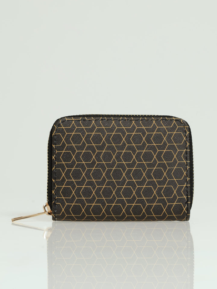 Geo Print Small Zip Around Purse - Navy