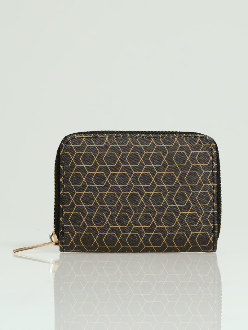 Geo Print Small Zip Around Purse - Navy