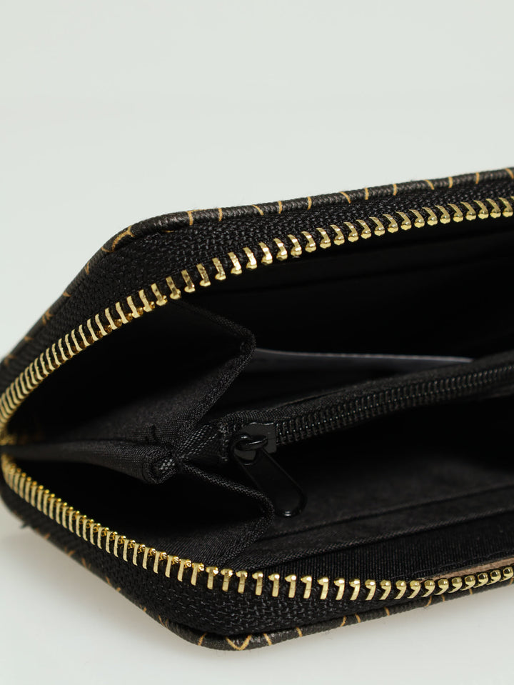 Geo Print Small Zip Around Purse - Navy