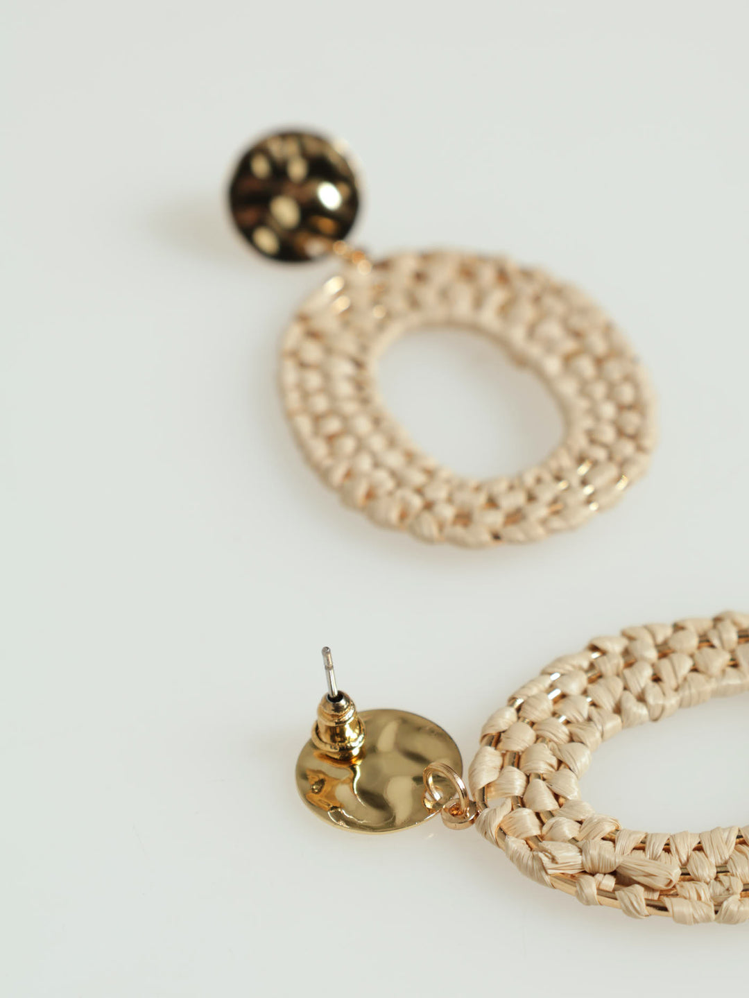 Straw Weave Drop Earring - Gold