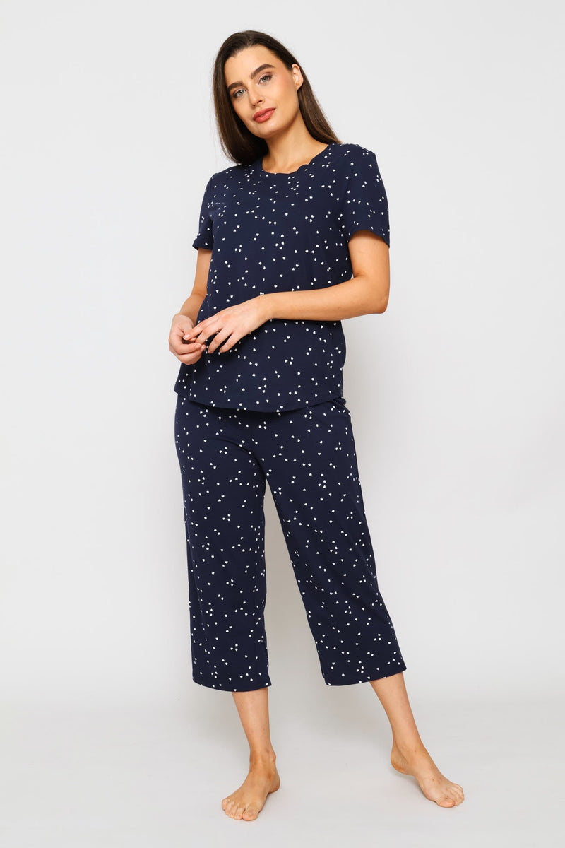 Micro Heart Sleep Tee - Navy