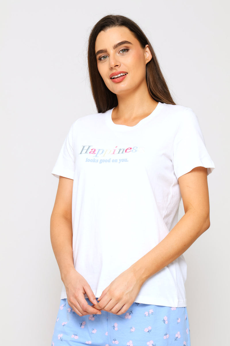 Short Sleeve Sleep Tee - White