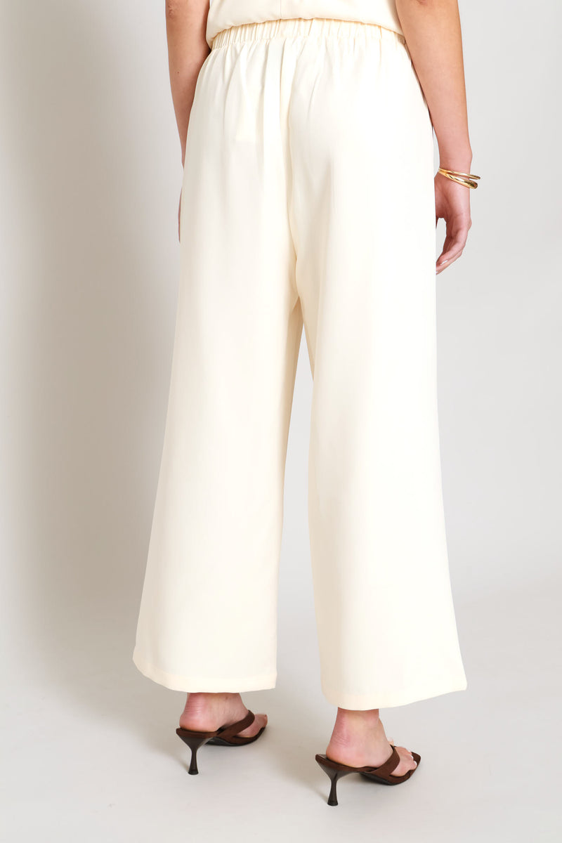 Sleeveless Top & Wide Leg Pant Woven Set - Cream