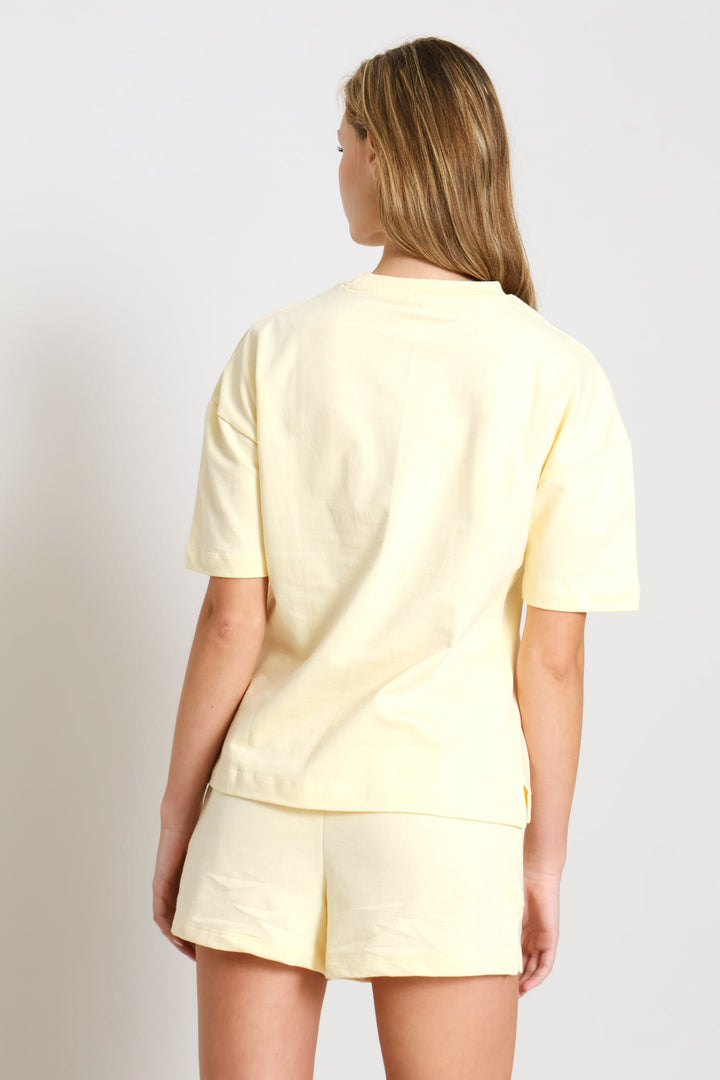 Unbrushed Fleece Short Sleep Set - Light Yellow