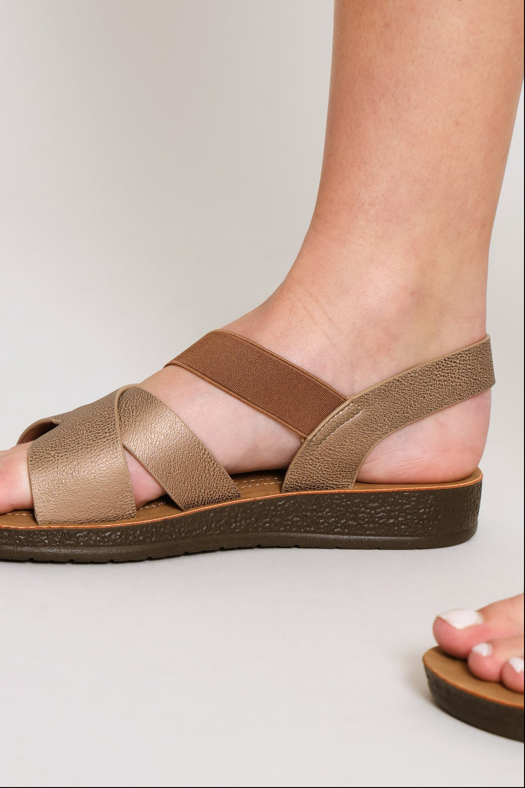 Multi Strap Metallic Sandal - Bronze