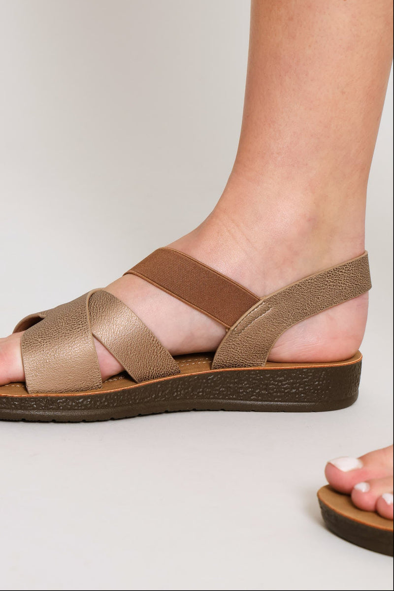 Multi Strap Metallic Sandal - Bronze