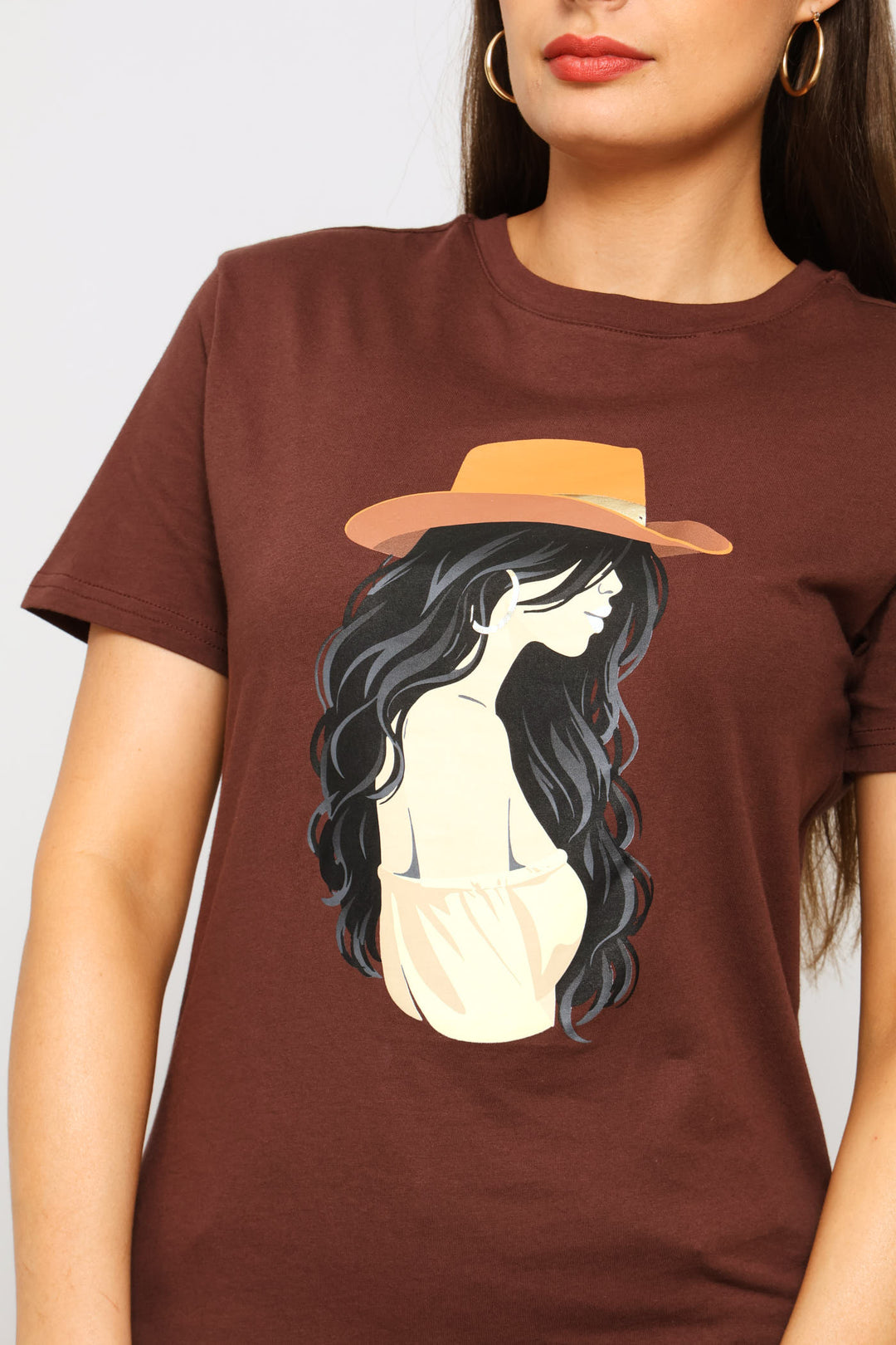 Stylish Cowgirl Tee - Coffee