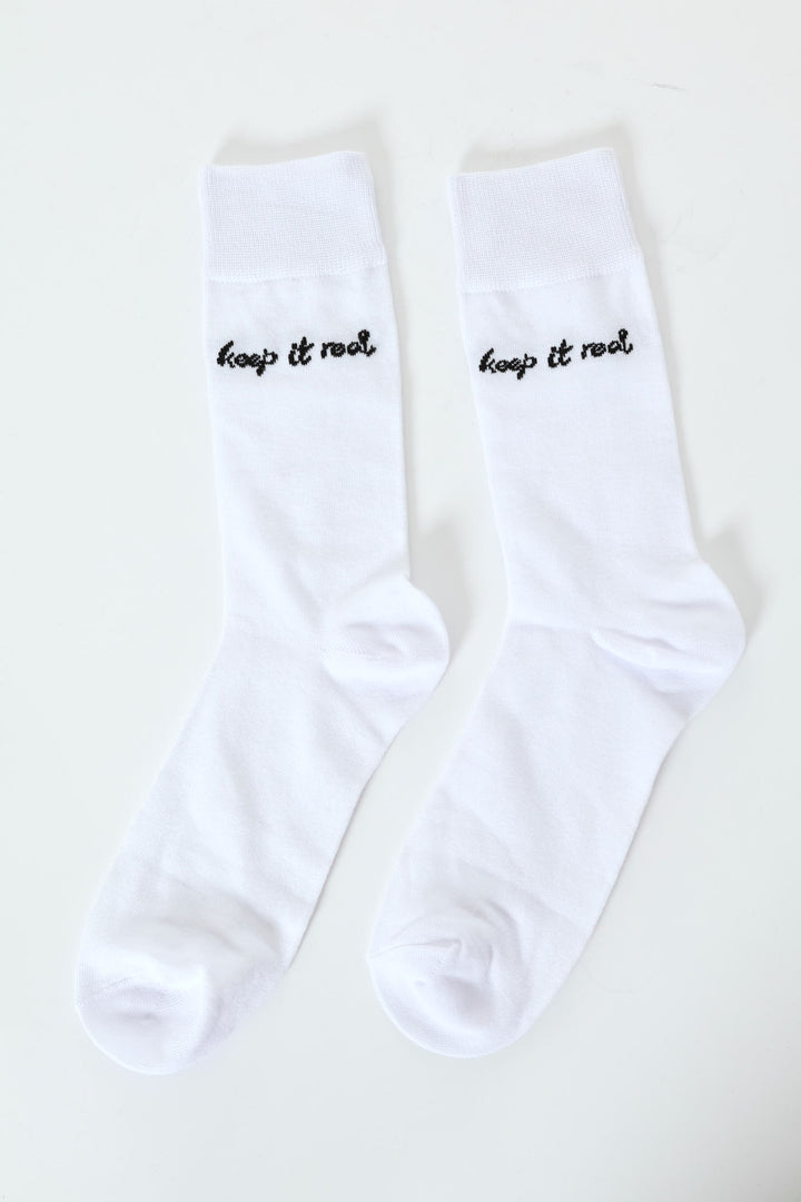 Keep It Real Happy Socks - White/Black