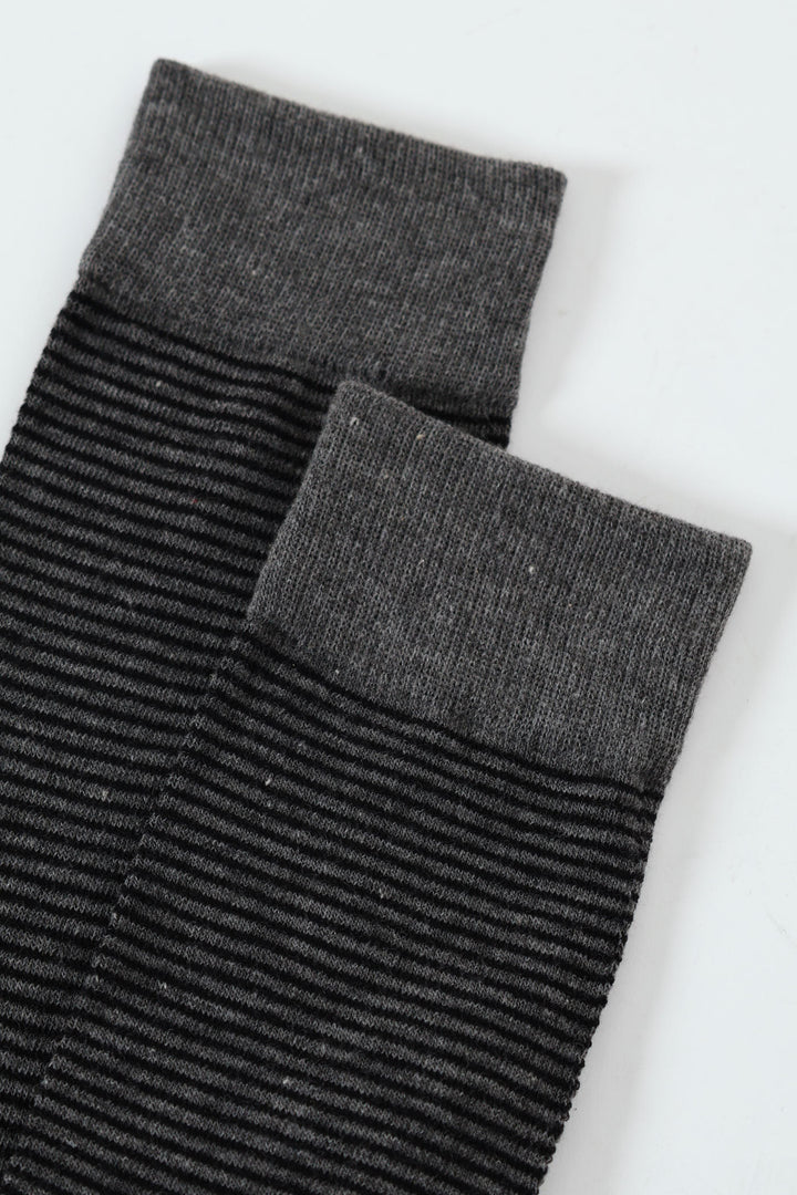 Single Thin Stripe Ankle Socks - Black/Grey