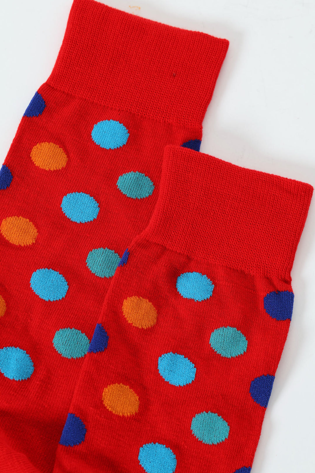 Single Multi Colour Dot Anklet Socks - Red