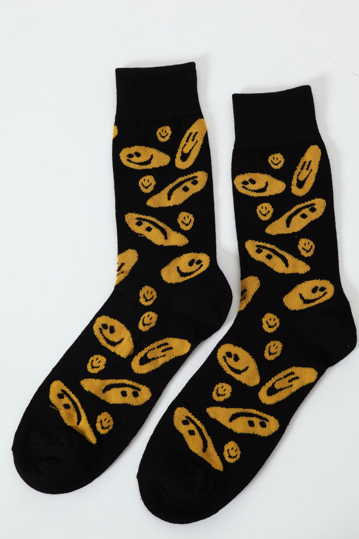 Single Happy Smiles Socks - Black