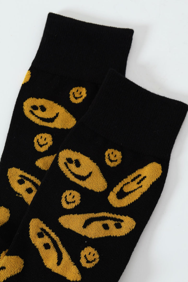 Single Happy Smiles Socks - Black