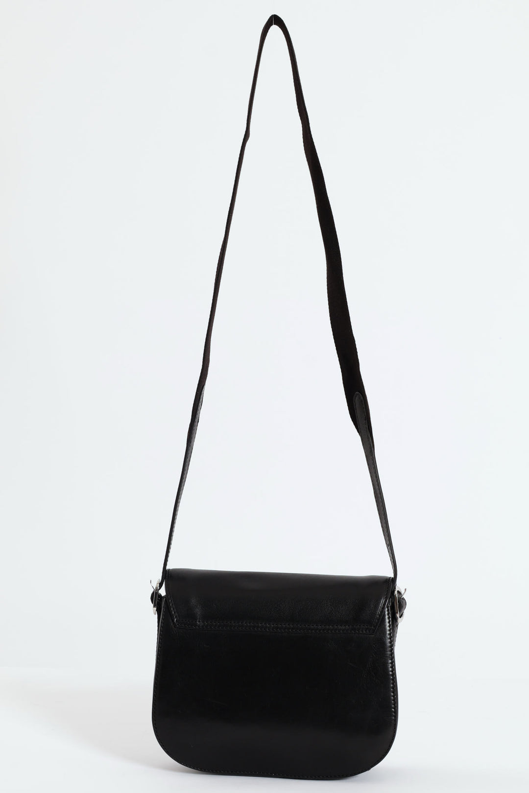Colorado Leather Flap Over Bag - Black
