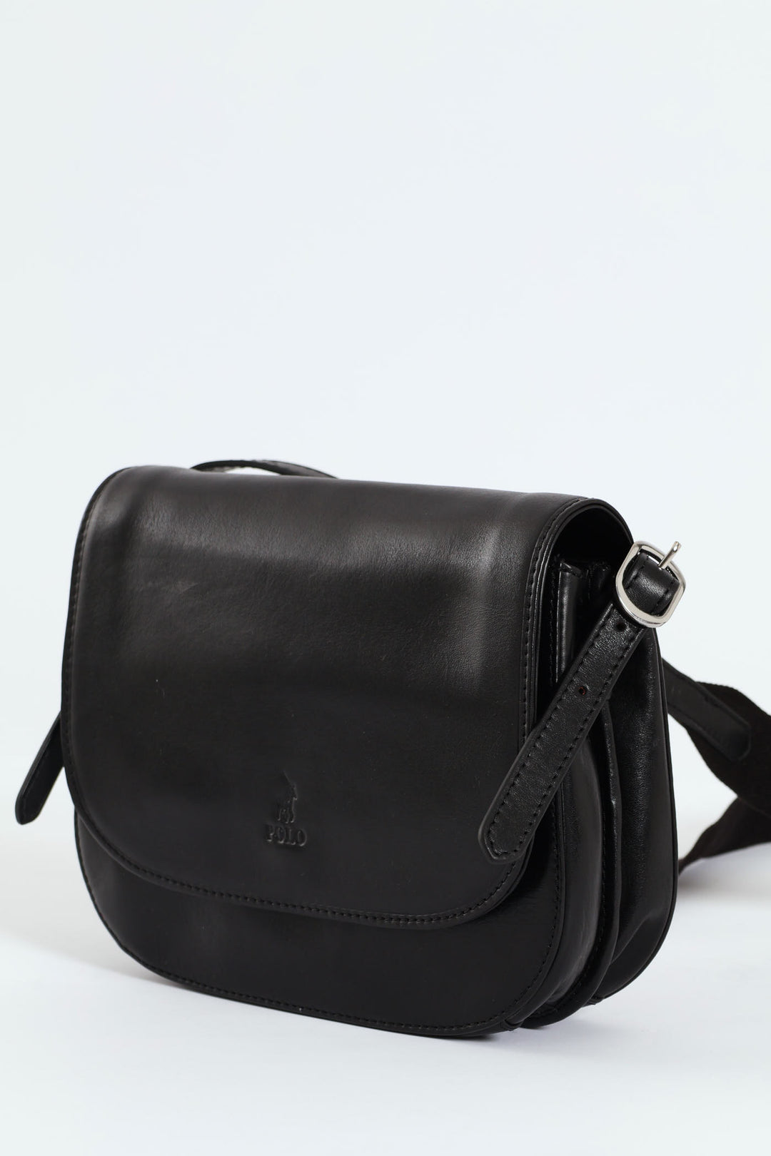 Colorado Leather Flap Over Bag - Black