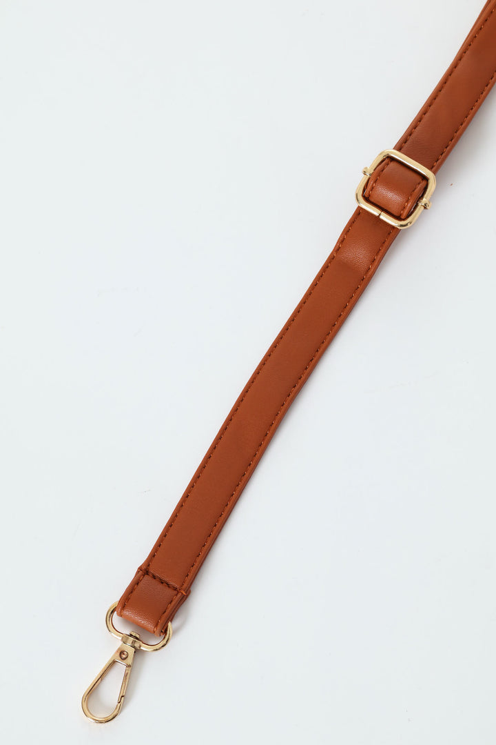 Hanging Metal Logo Tote Bag - Brown