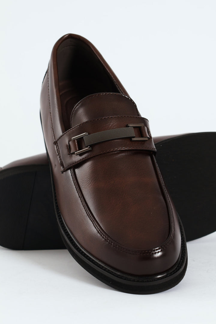 Trim Detail Formal Slip On Shoe - Chocolate