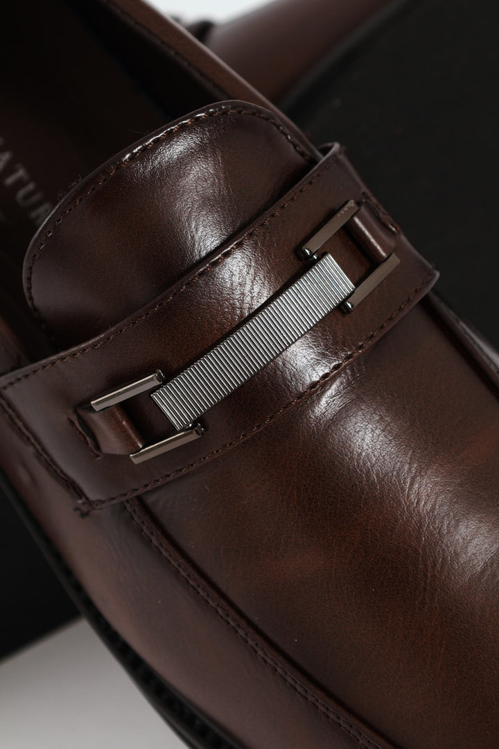 Trim Detail Formal Slip On Shoe - Chocolate