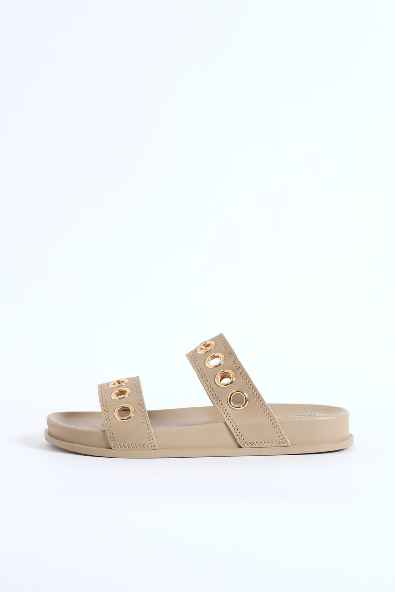 2 Strap Eyelet Sandal - Nude
