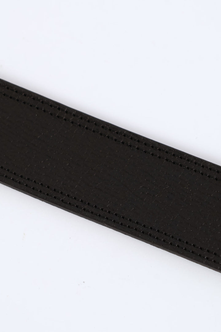 Leather Roller Tonal Stitched Belt - Black