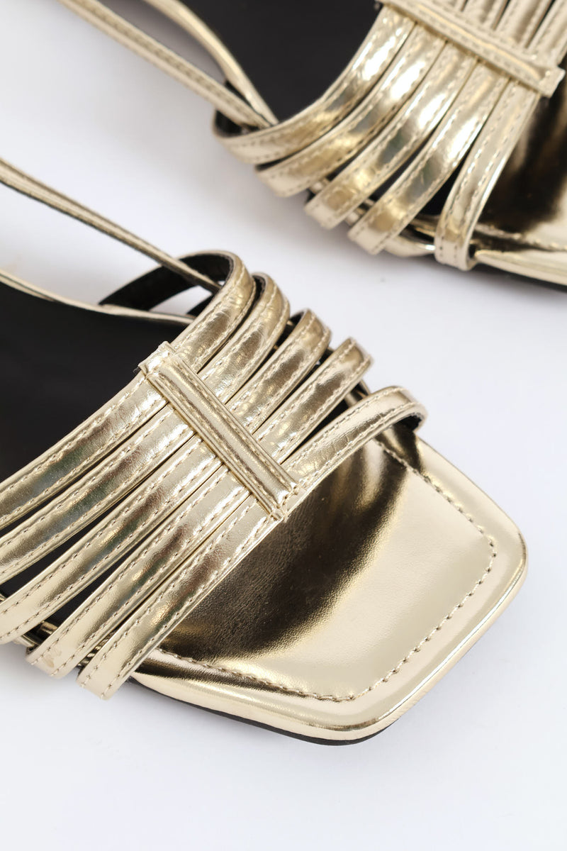 Dainty Buckle Detail Multistrap Slingback Sandal - Gold