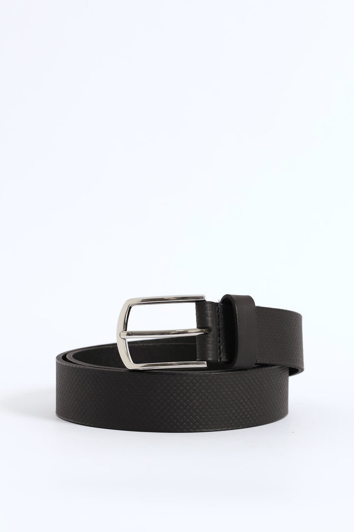 Embossed Leather Belt - Black