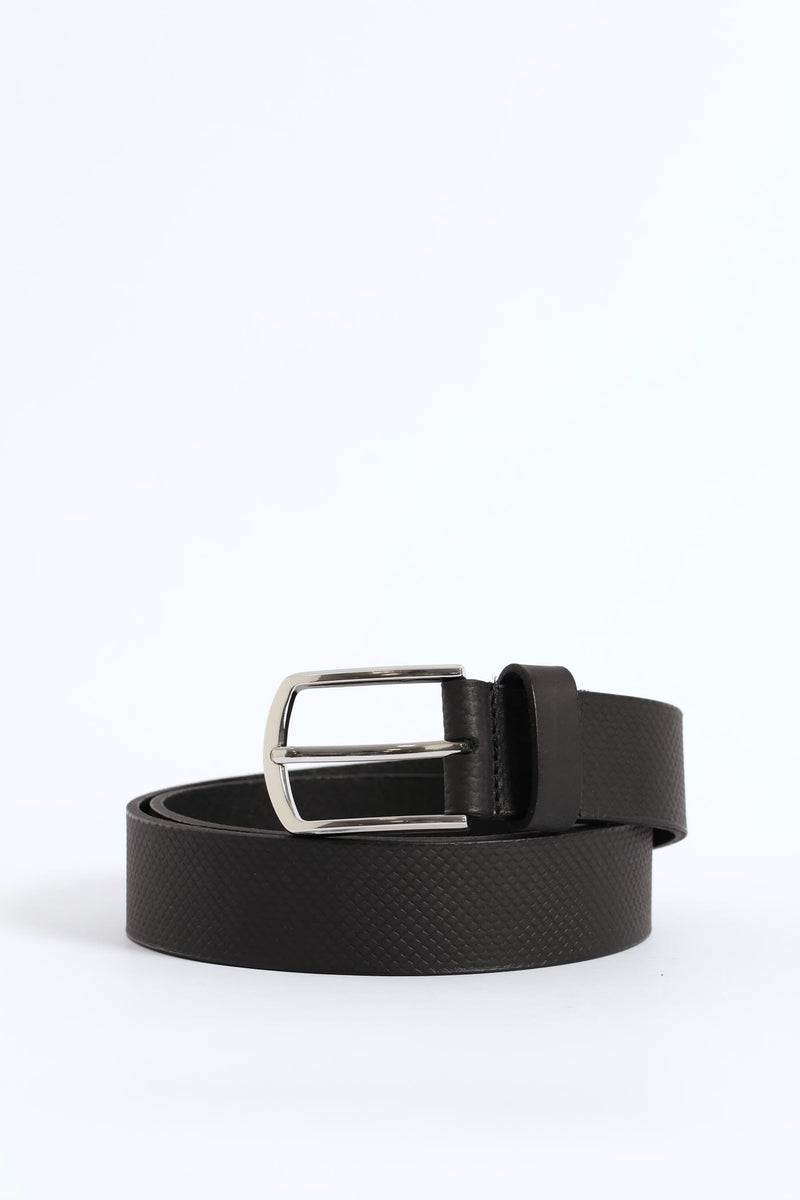 Embossed Leather Belt - Black