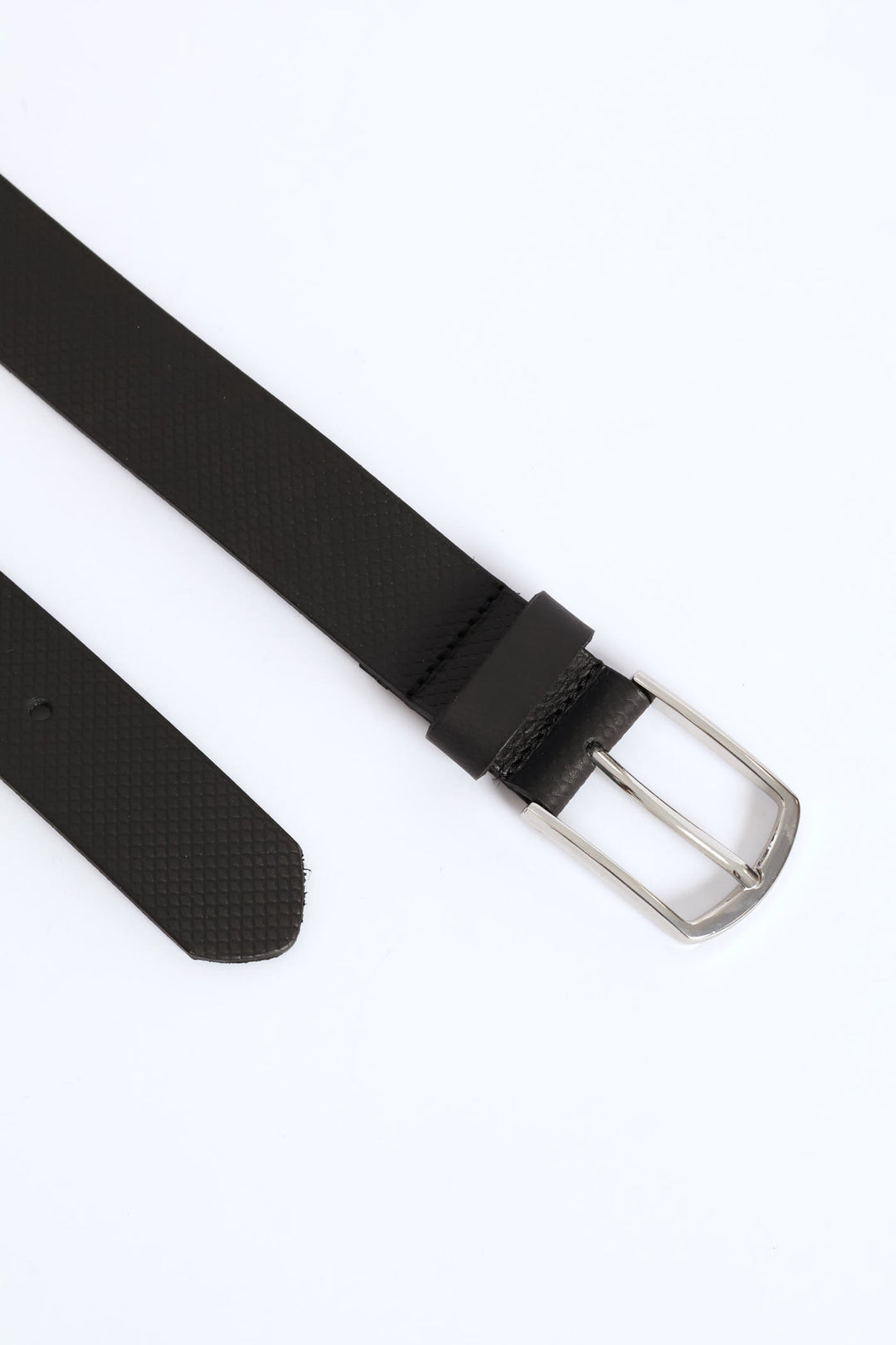 Embossed Leather Belt - Black