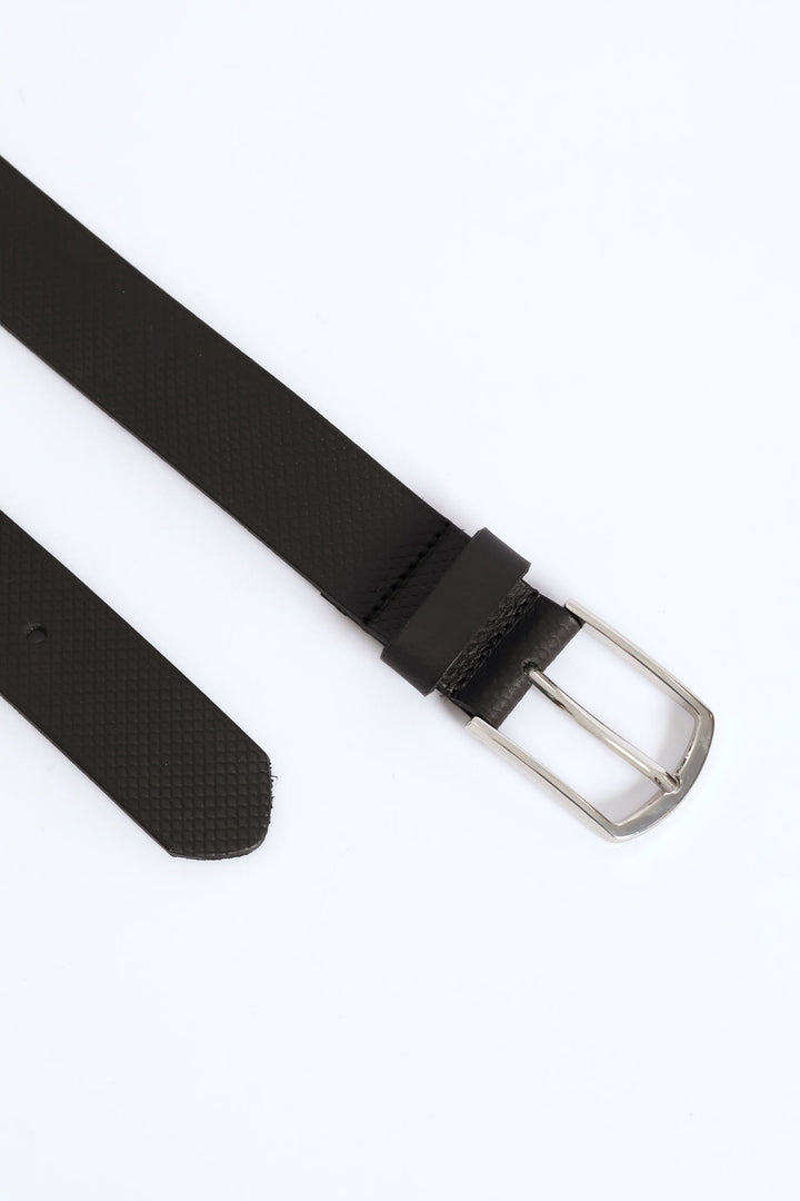 Embossed Leather Belt - Black