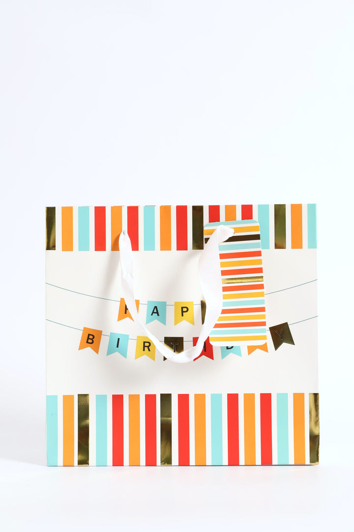 Small Happy Birthday Banner Gift Bag - Orange