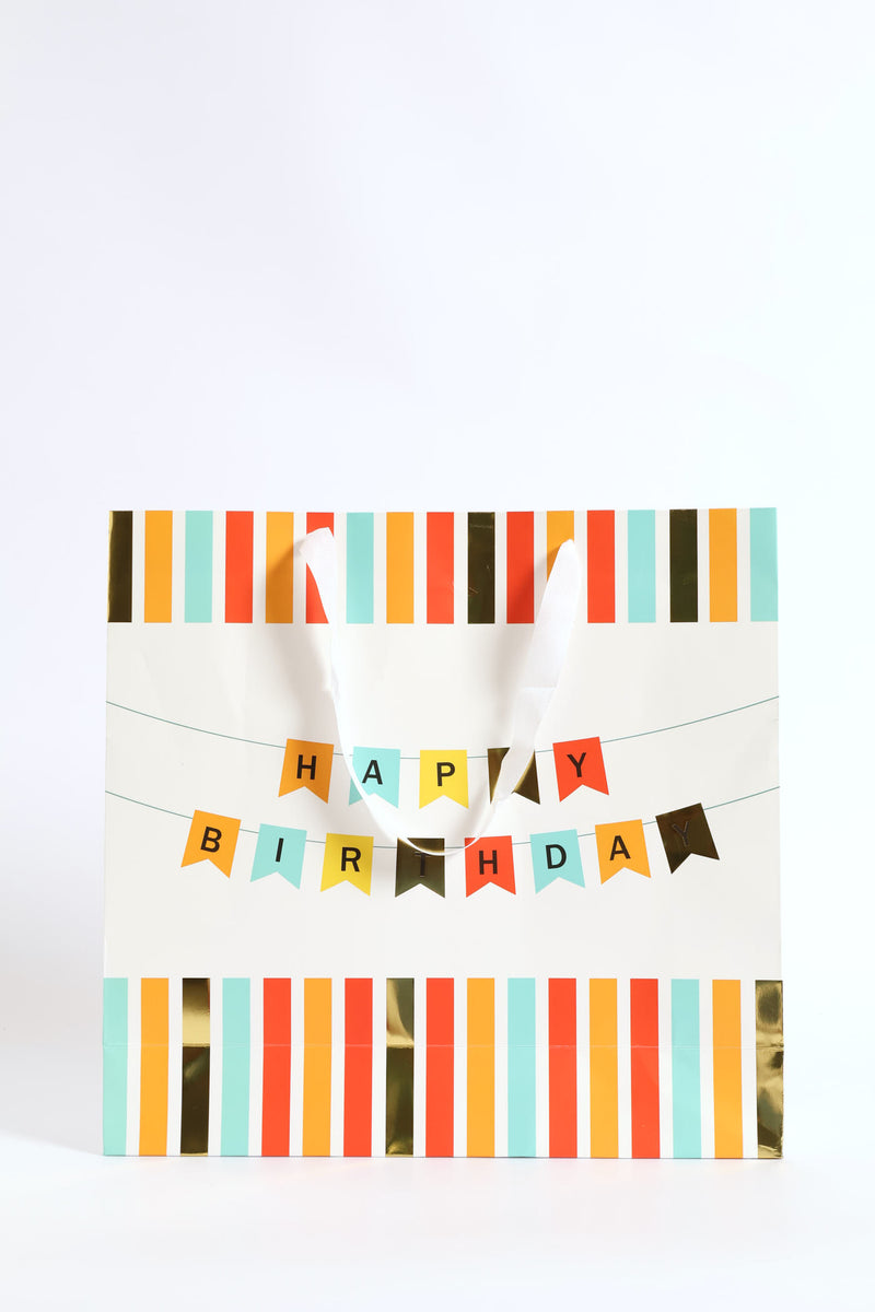 Small Happy Birthday Banner Gift Bag - Orange