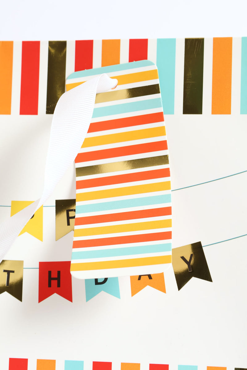 Small Happy Birthday Banner Gift Bag - Orange