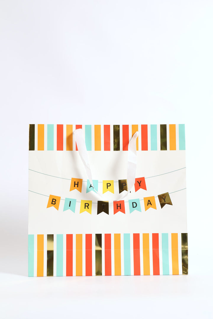 Medium Happy Birthday Banner Gift Bag - Orange