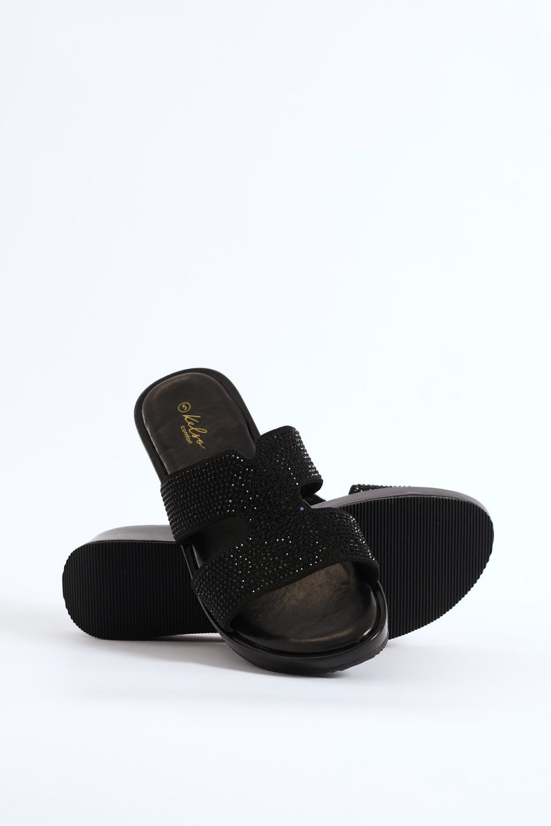 H-Mule Sandal On Comfort Outsole - Black