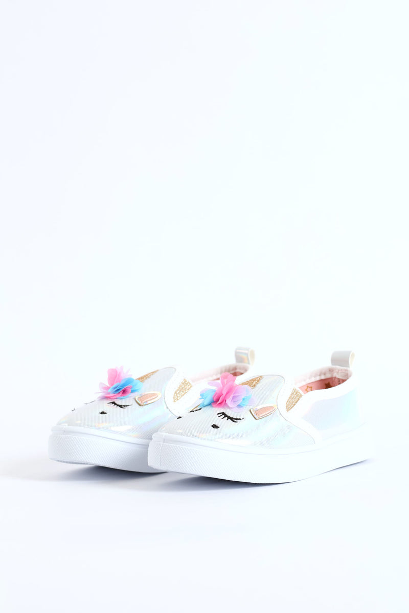 Pre-Girls Unicorn Slip On Sneaker - White