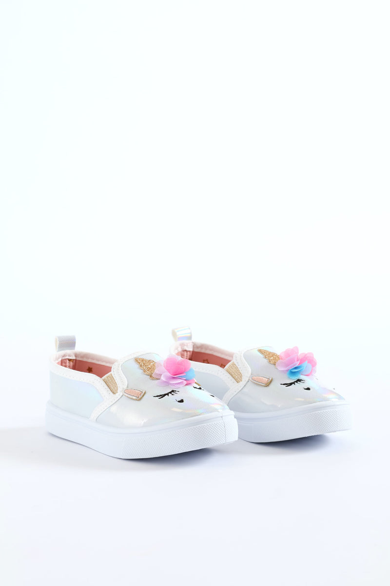 Pre-Girls Unicorn Slip On Sneaker - White