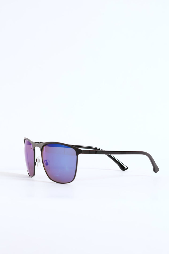 Epoxy Metal Wrap Sunglasses - Black