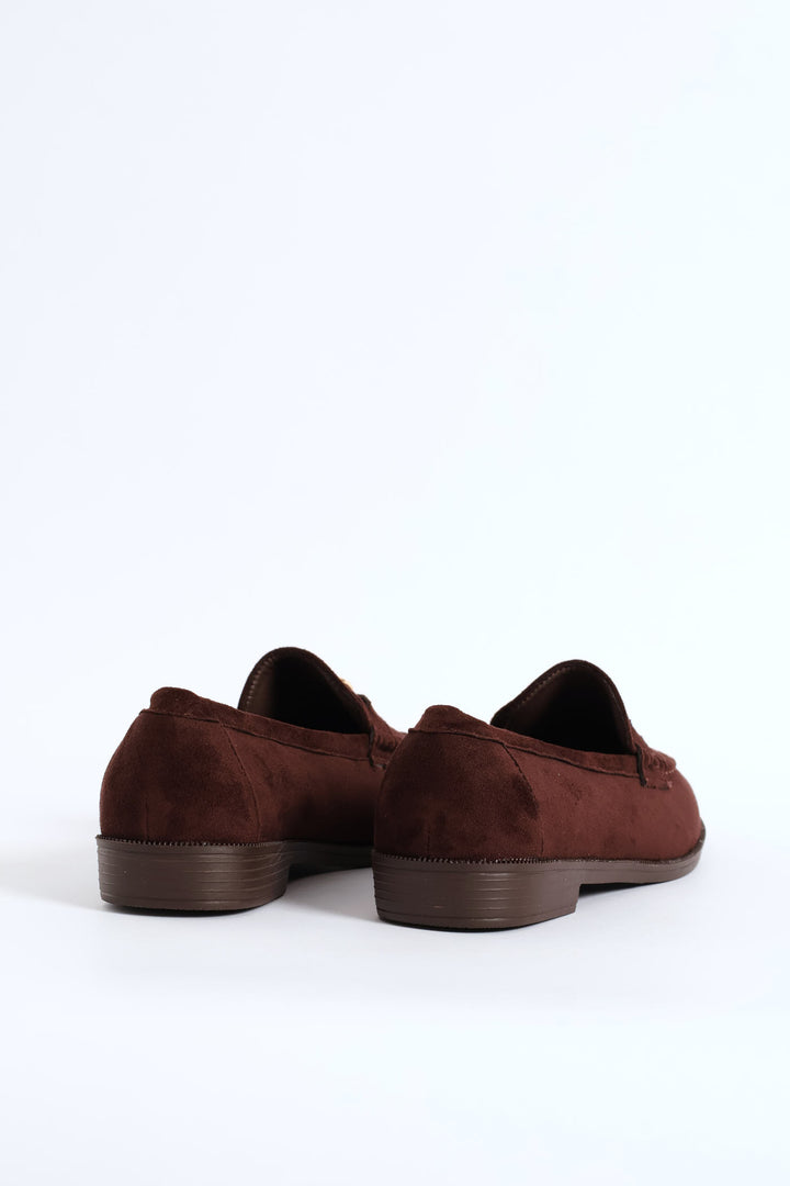 Microfibre Moccasin Loafer - Chocolate