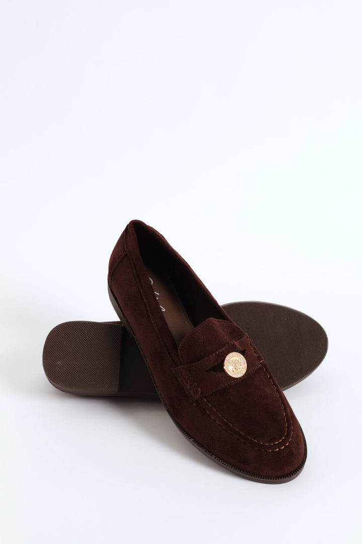 Microfibre Moccasin Loafer - Chocolate