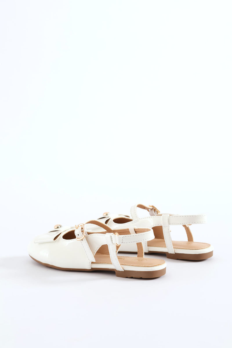 Girls Occasion Heeled Pump - White