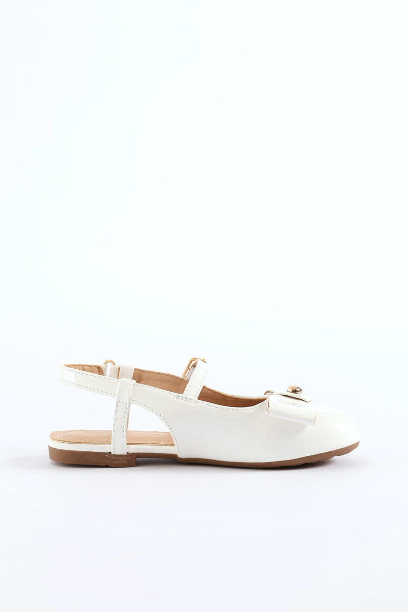 Girls Occasion Heeled Pump - White
